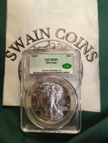 1987 American Silver Eagle MS69 CAC  E5-119