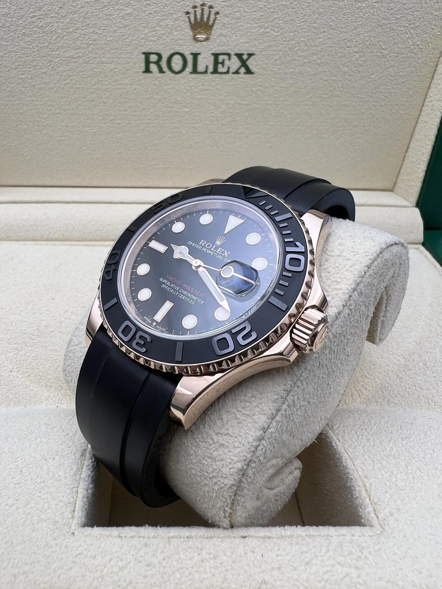 Rolex Yacht‑Master 40mm 126655 18K Rose Gold Black Dial Oysterflex