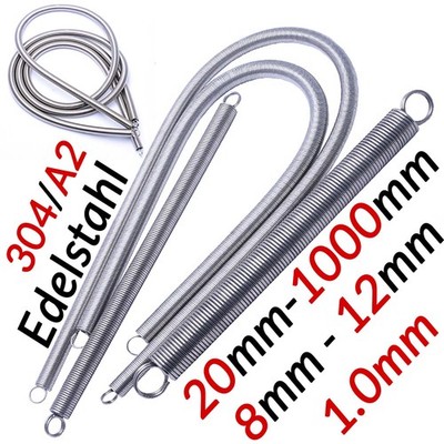 Feder Zugfeder 1,0 mm Draht Durchmesser Edelstahl V2A Ösen Spannfe Spiralfeder