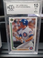1991 Upper Deck #132 Ryne Sandberg trading card graded BCCG 10