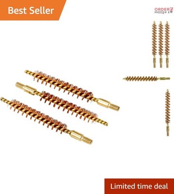 Gun Bore Brush 3-Pack Bronze Bristles for Caliber .22 Fouling Residue Removal