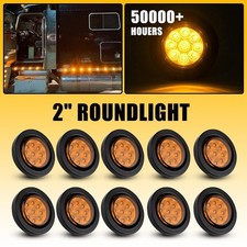 10pcs Amber Round 2 Inch Dot Trailer 9 Led Marker Lights Wgrommet For Truck Rv