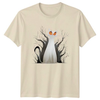 Spooky White Cat T-Shirt Halloween Geist Katzenliebhaber Halloween Geschenk für Ihn
