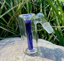 Glass Ash Catcher bowl 18mm Male 45 Degree Blue Downstem  Fixed