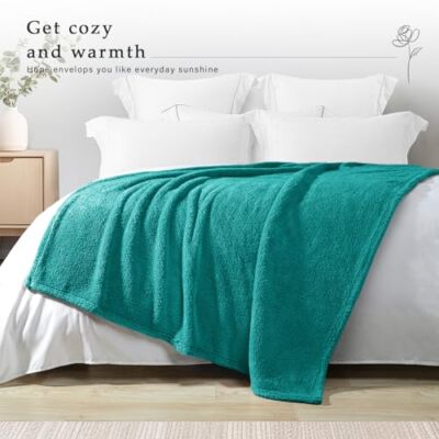 Sherpa Throw Turquoise Fleece Blanket Soft Fleece Throw Blanket - Main Image