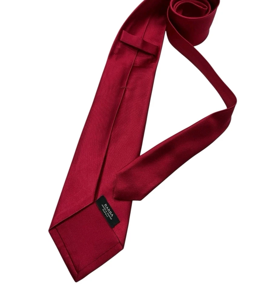 Corbata BARBA SEVENFOLD SEDA ROJA LISA DE LUJO HECHA A MANO ITALIA Foto 2 de 4