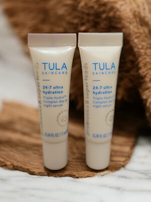 2 Tula 24/7 Ultra Hydration Triple Hydra Complex Day & Night Serum .24oz/7ml New