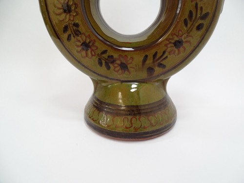 Grande brocca anello ceramica studio polacco vintage smalto verde 13,25” Cepelia - Foto 3 di 10