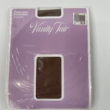 Vintage Vanity Fair Taupe Thigh High Stockings Size C Sandalfoot