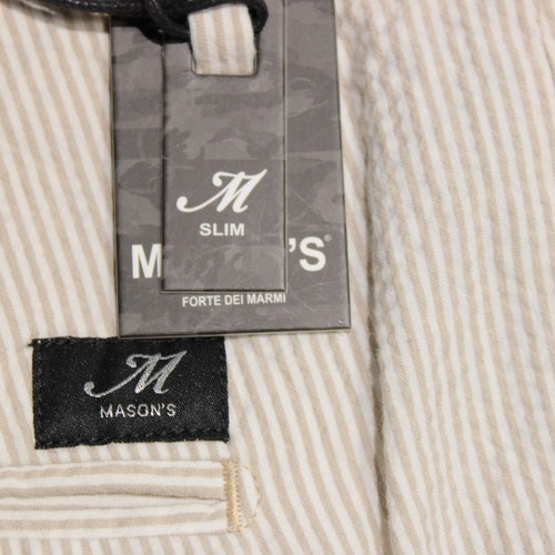 Mason's NWT Chinos / Casual Pants Size 50 34 In Beige Striped Cotton Blend - Picture 5 of 18