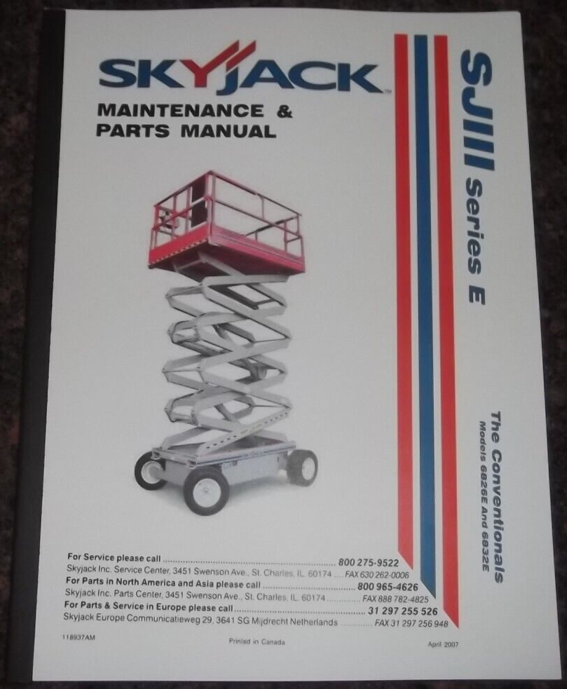 SKYJACK SJIII E SERIES 6826E 6832E SCISSOR LIFT MAINTENANCE