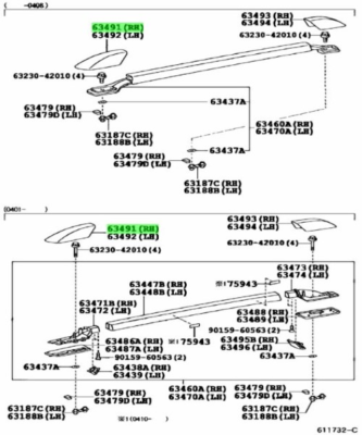 N　em180 TOYOTA HILUX SURF 4Runner Cover Roof Rack Leg Front RH Genuine JDM