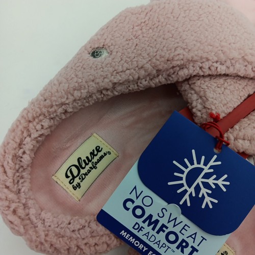 Dearfoams Dluxe Slippers Pink Memory Foam Open Toe Slide On Womens M 7/8 - Picture 6 of 10