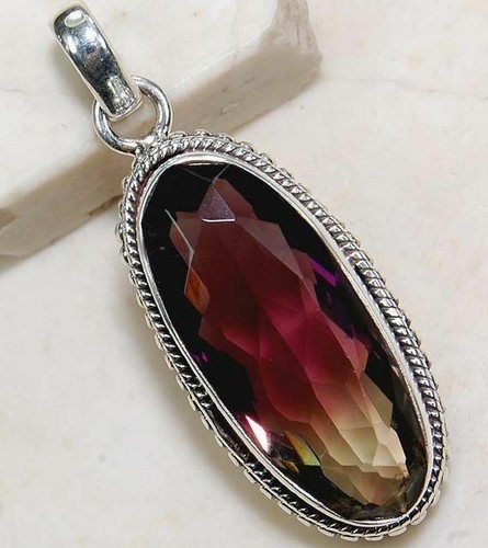 Pendentif En Argent Massif Avec Iolite Véritable - Pierre Bleu-violet, Bijou Neuf