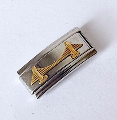 Italian Charms 9-mm-Edelstahl-Modul Doppelmodul Golden Gate Bridge goldfarben