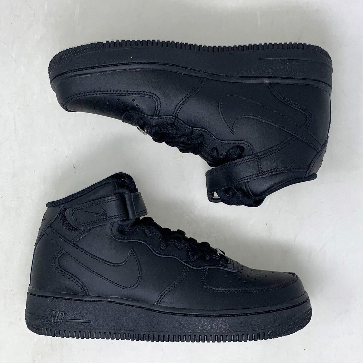 Nike Air Force 1 Mid Triple Black Sneakers, Size 7Y / 8.5W