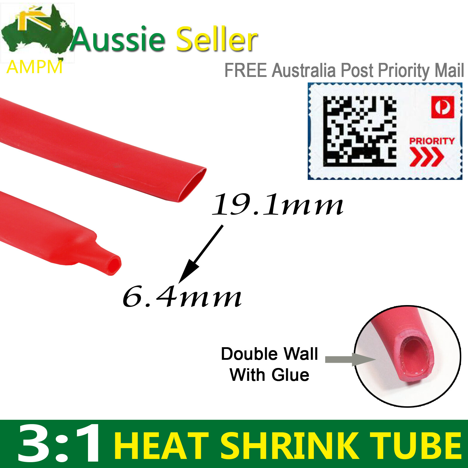 Gaine Thermorétractable Double Paroi Noire Avec Colle Intérieure - Diamètres 0.8mm à 30mm