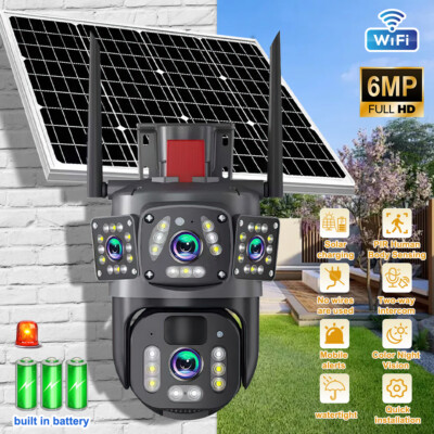 Solar Battery Powered Wireless WiFi Outdoor Pan/Tilt Home Security Camera System