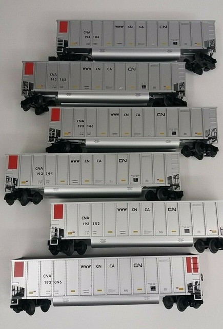 LIONEL 6 pc CANADIAN NATIONAL ROTARY BATHTUB COAL GONDOLA TRAIN CARS