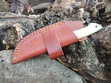 GENUINE LEATHER HAND STITCHED 6.5 TO 7" LONG FIXED BLADE KNIFE SHEATH