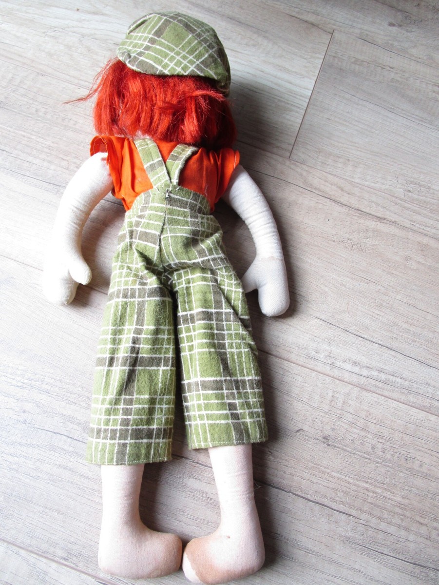 Poupée Clown En Chiffon Vintage – Fabrication Française, Années 1970, Taille 50 Cm