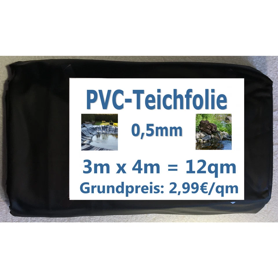 Teichfolie PVC 0,5mm schwarz Zuschnitt - versandkostenfrei