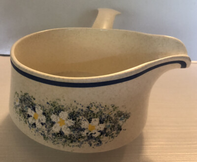 Temperware Dewdrops by Lenox Gravy Boat White Flowers Blue Band