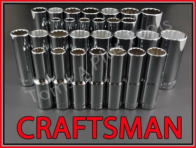 #ad CRAFTSMAN HAND TOOLS 28pc Deep 1 2 SAE METRIC MM 12pt ratchet wrench socket set $109.99