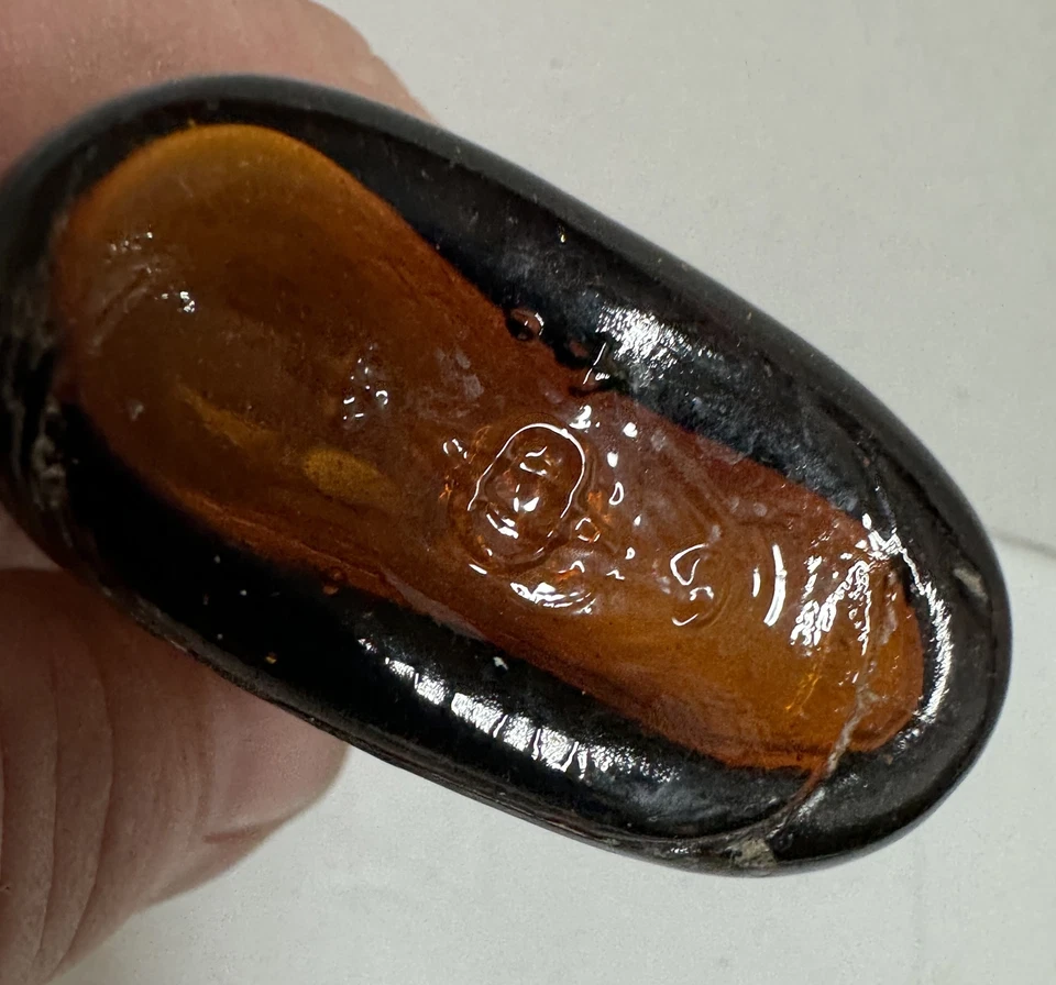 Botella de whisky miniatura de vidrio ámbar vintage patrón de rosas SIN TAPA/TAPA 3,75" Foto 3 de 4