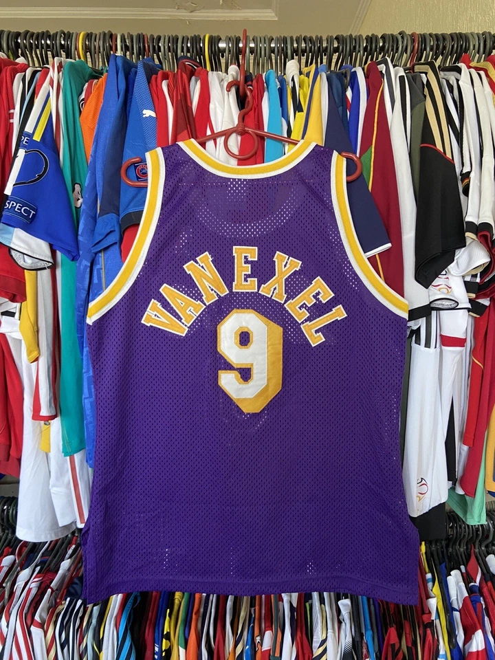 1990s LOS ANGELES LAKERS SHIRT JERSEY CHAMPION sz 44 MEN #9 NICK VAN EXEL - Image 2 of 4