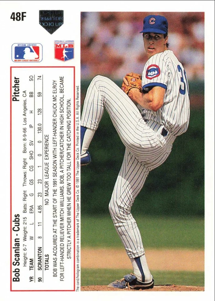 1991 Upper Deck Final Edition Bob Scanlan Chicago Cubs #48F - Image 2 of 2