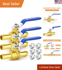 3PCS Lead-Free Heavy-Duty Brass Ball Valve with 90 Degree Handle for Pex Systems