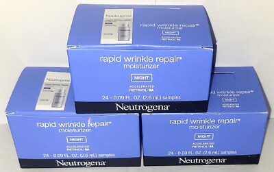 72 Neutrogena NIGHT Rapid Wrinkle Repair Retinol Moisturizer TRAVEL SIZE 0.09