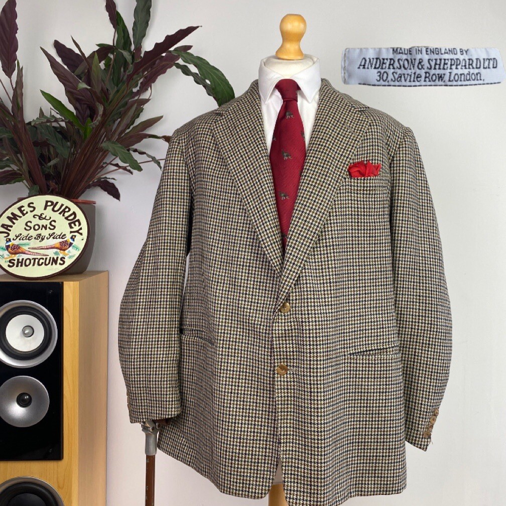 FILA Giacca sportiva Anderson & Sheppard (50R) SAVILE ROW PURE su misura con pied de poule TWEED