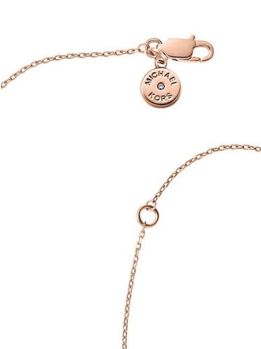 Michael Kors Mkj6383 Pave Plaque Pendant Necklace Gold Tone