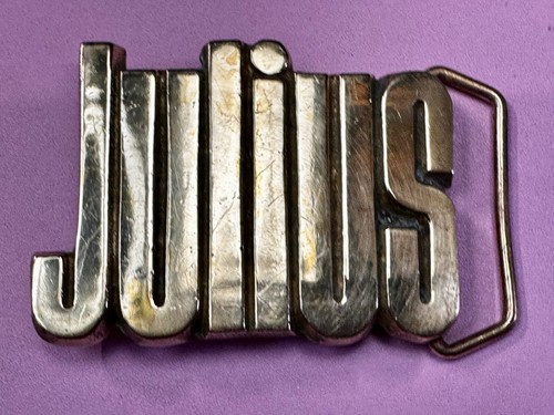 Custom Name Julius Block Letter Cutout Solid Brass 1978 Belt Buckle BBB Taiwan - Picture 17 of 18