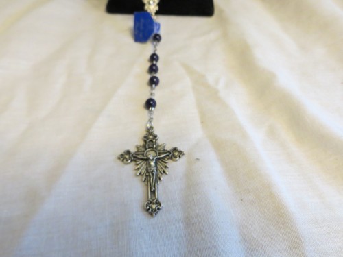 New Roman Catholic Lady of Fatima Rosary Made in Italy Blue Beads Silver Metal - Bild 10 von 13