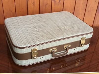 Ancienne grande valise de voyage vintage en fibre vulcanisée rangement vetements