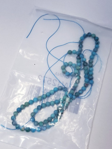 Jewel School Hubei Blue Turquoise Matrix appx 4mm Round Bead Strand appx 15-16"