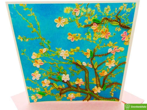 Van Gogh's Almond blossom (1890) Quilling Art Greeting Card - Perfect Gift - Picture 4 of 11