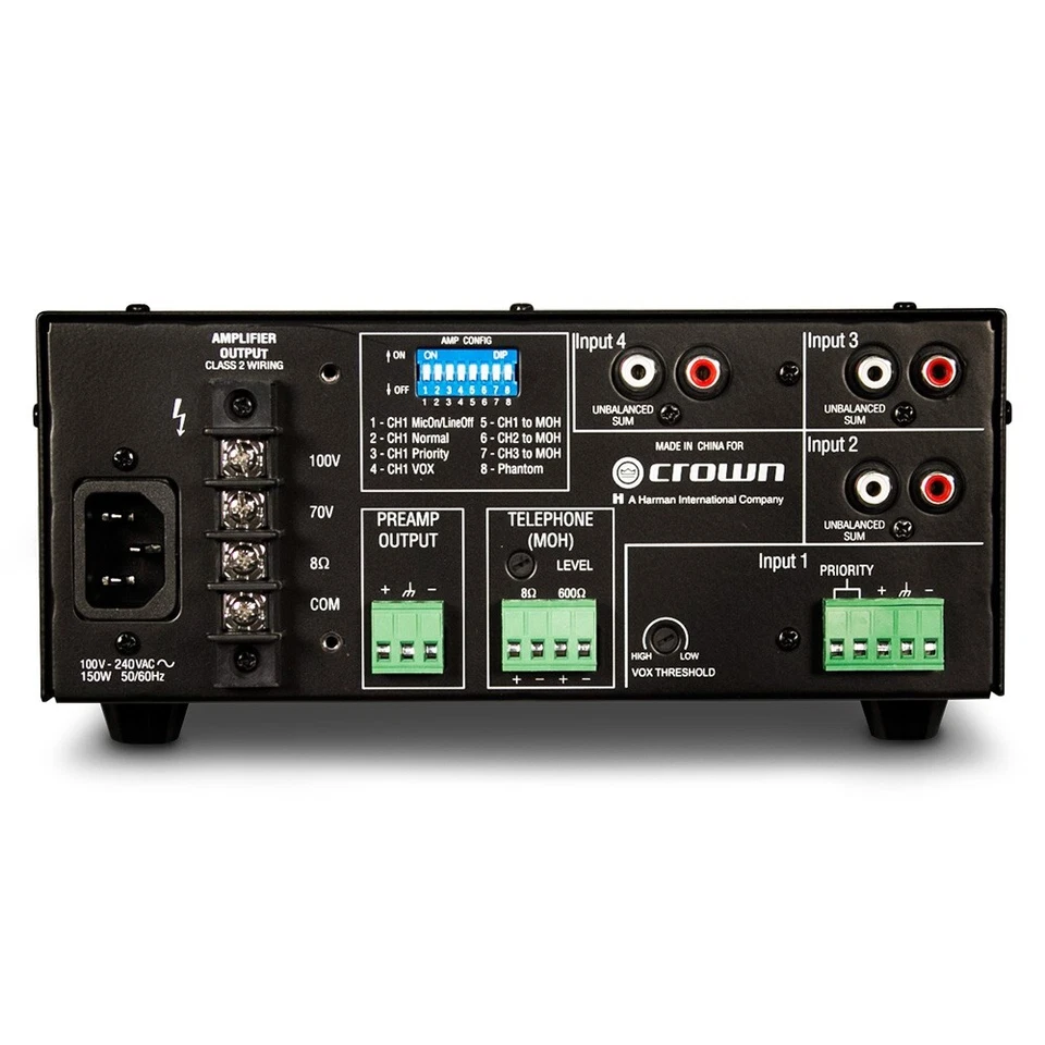 Crown 160MA 4-input 60-Watt Commercial Mixer Amplifier G160MA - Image 2 of 4