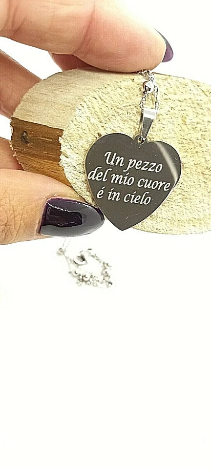 Collana con ciondolo cuore personalizzato incisione memoriale idea regalo - Immagine 3 di 4