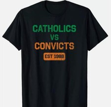 NEW LIMITED Catholics Vs Convicts 1988 Retro Vintage Distressed T-Shirt