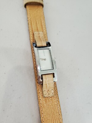 DKNY  Women's Stainless  Leather Band Silver Dial Crystal Watch - New battery