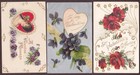 (3) Antique Colorful Embossed Valentine's Day Postcards Group Lot 1908-1917