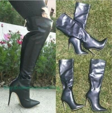 Sexy Women Over Knee High Thigh Boots Party Stilettos Pointy Toe Back Zip Shoes