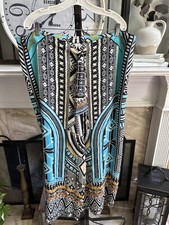 CAMILLA aztec geometric print silk wide leg tie waist drawstring pants XL