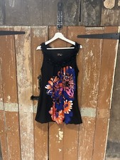 Yumi Short Sleeveless Dress Black Multicoloured Pattern Women's Size M/L Lace