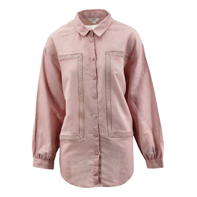 M&S Collection Linen Rich Collared Lace Insert Shirt RRP £39.50