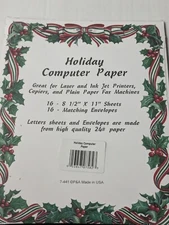 One Pkg Holiday Holly&Ivy, Ribbon Border Christmas Computer Paper & Env--16 Ct. 
